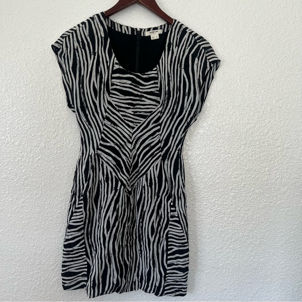 Helmut Lang black and White Zebra Print 100% Silk  2